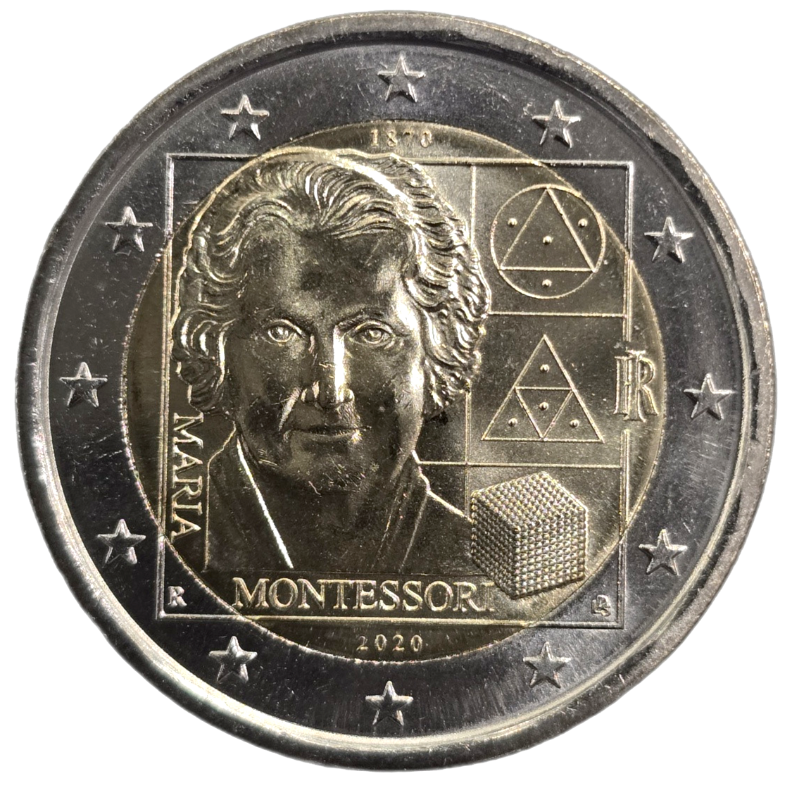 2 euros conmemorativa 150 Aniversario del nacimiento de Maria Montessori